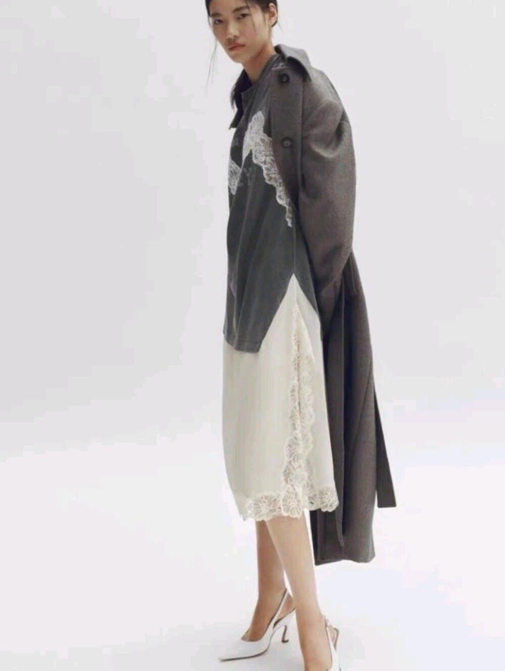 Sz XS S M XL Stella McCartney Gray Tee & Cream Slip Layered Dress H&M collab - Picture 3 of 4